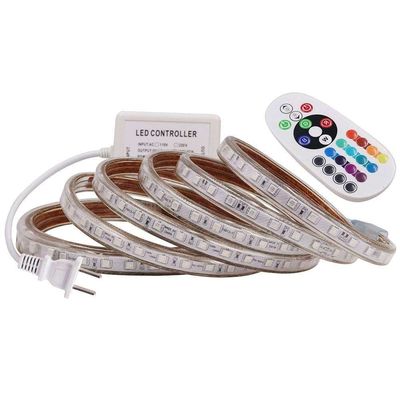 220V 60Led/M 5050 Rgb οδηγημένη λουρίδα 12v αδιάβροχη με τον μπλε ελεγκτή δοντιών