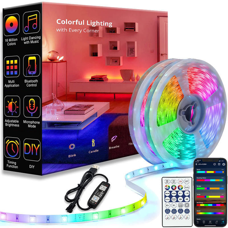 APP Wifi 5V φω'τα 5050 SMD λουρίδων των έξυπνων οδηγήσεων RGB για το κόμμα διακοπών τηλεχειριζόμενο